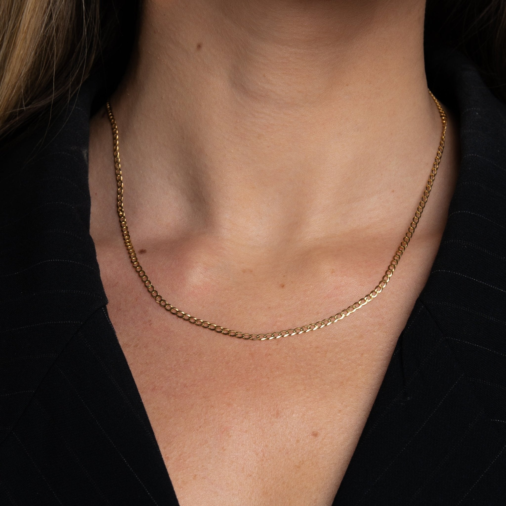 Flat Curb Chain Necklace - Abra Jewellery - necklace