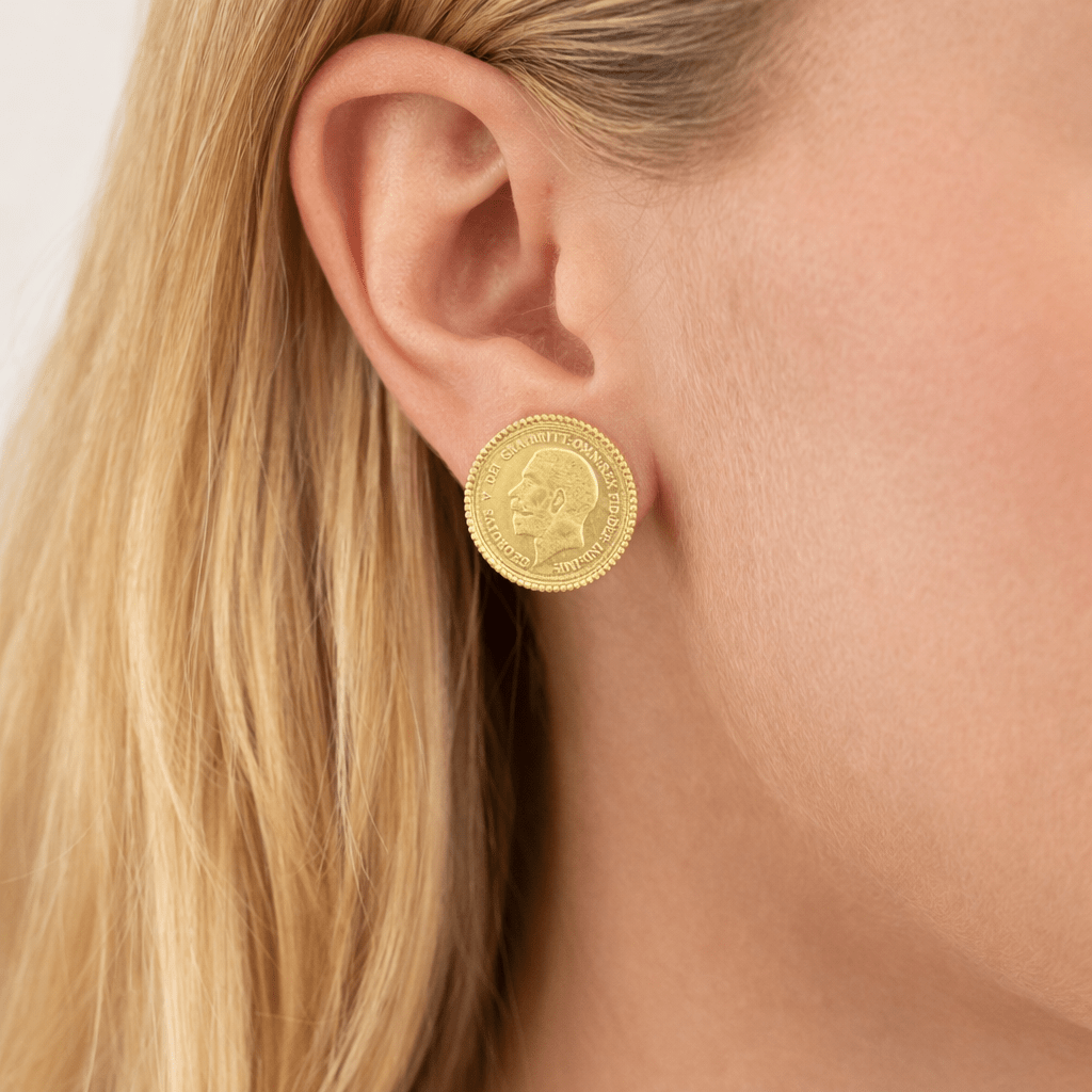 Gold Lira Coin Earrings - Abra Jewellery - earrings